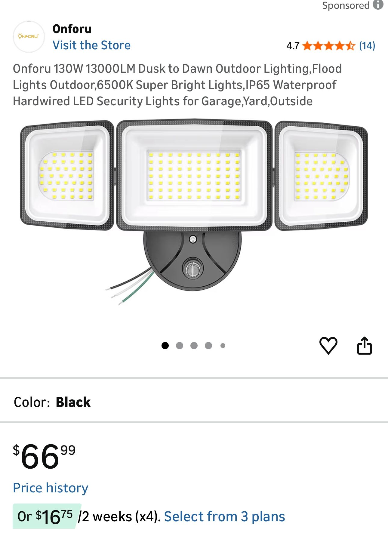 New-Onforu 130W 13000LM Dusk to Dawn Outdoor Lighting,Flood Lights Outdoor,6500K Super Bright Lights,IP65 Waterproof Hardwired LED Security Lights for