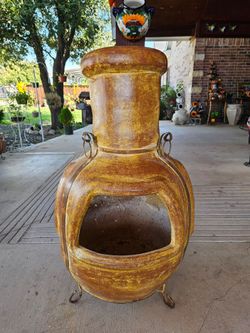 3 Holes Rustic Clay Chimenea, Chiminea. Pottery, Talavera, Clay Pots, Planters. $140