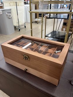 SONGMICS 12-Slot Watch Box 2-Tier Display Case w/ Large Glass Lid - Walnut