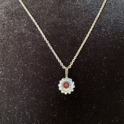 One Of A Kind One Of A Kind Carnelian Stone Necklace On Silver Tone Ball Chain 