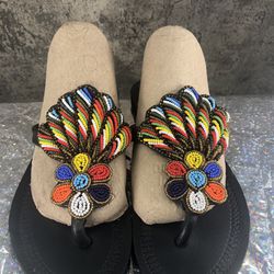 Authentic African Beaded Sandals Handmade ✨ Size 8.5