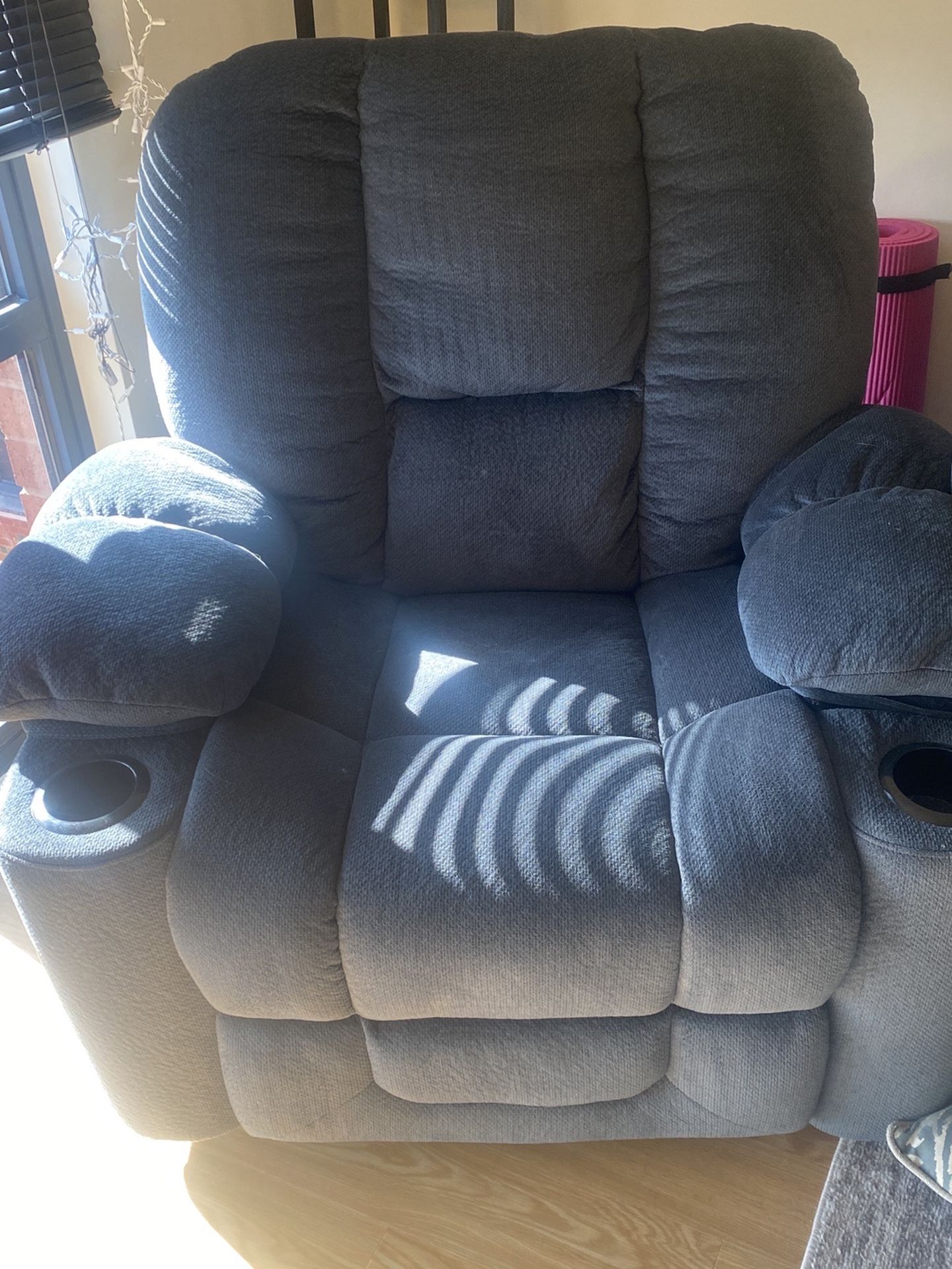 Blue/Gray Rocking Recliner