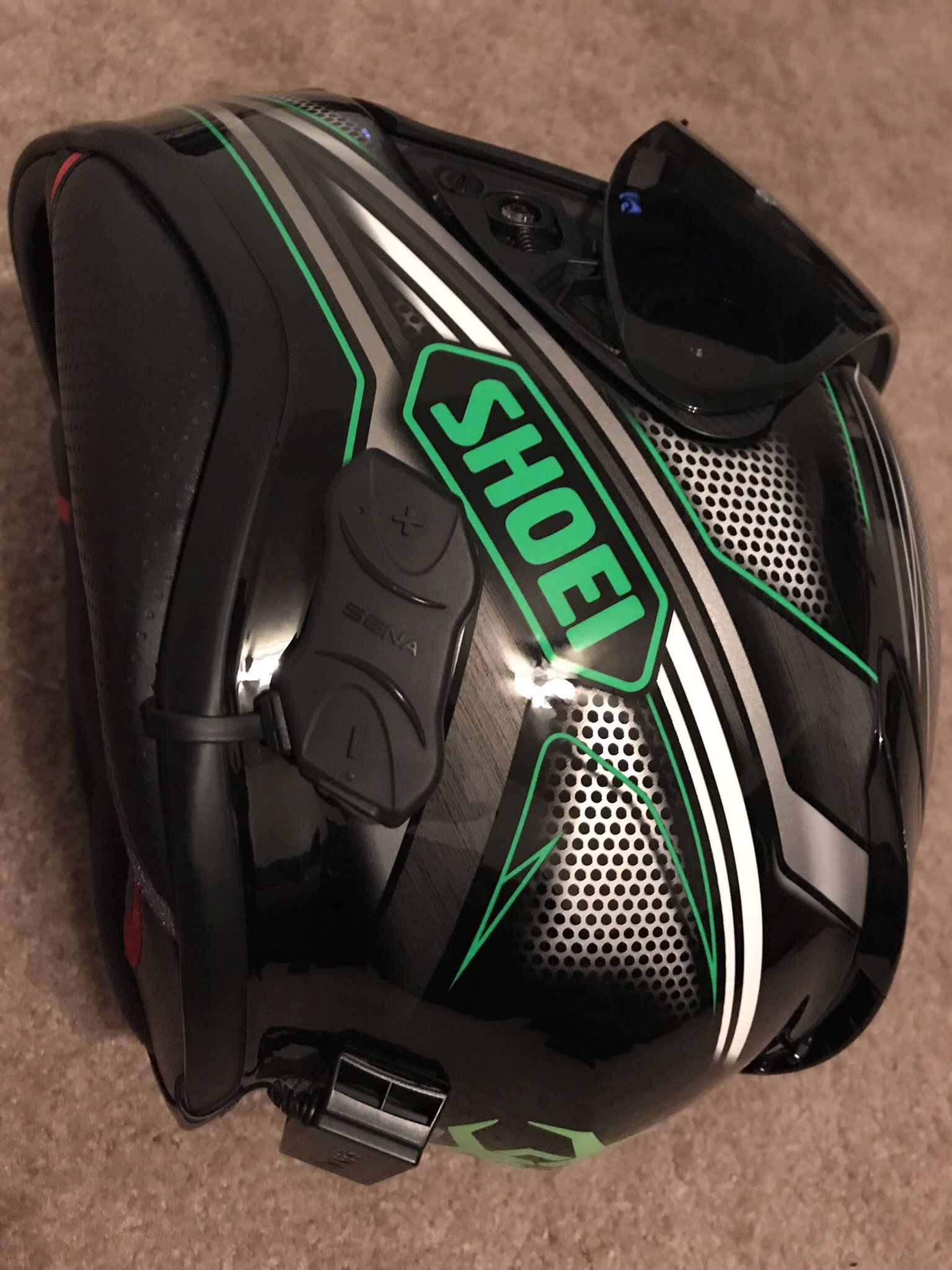 sena 10r shoei rf 1200 Shoei RF-1200 Green/Black Helmet Medium for Sale in McKinney, TX
