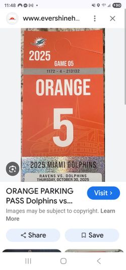 Dolphins VS Ravens Orange Parking $100