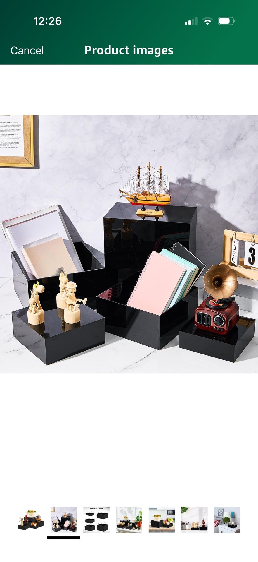 Sintuff 5 Pcs Buffet Risers and Display Stand 6" 7" 8" 9" 10" Large Acrylic Dessert Cupcake Table Stand Set Black Food Display Cube for Jewelry Figure