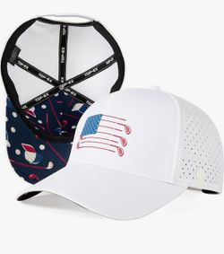 TOP-EX UvCoolix™ Cooling Sweatband American USA Flag Baseball Cap UPF50+,Breathable Performance Golf Hat,Adjustable Snapback