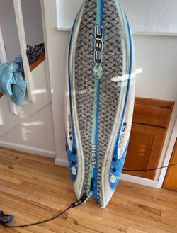 5’8” Soft Surfboard, CBC Sushi Fish, 5ft8 Softboard with Fins and Leash