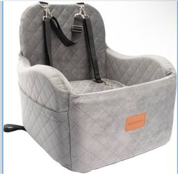 Dog Booster Car Seat for Small/Medium Dogs Up to 35lbs,Ultra Soft Fabric Covered,6in Elevated Cushion,Fully Detachable and Washable,3 Straps & 2 Pocke