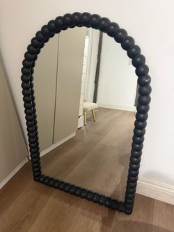 Black Arched Bobbin Bead Floor Mirror