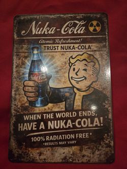 8" By 12 Retro Nuka Cola Metal Tin Sign