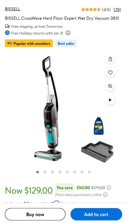 BISSELL CrossWave Hard Floor Expert Wet Dry Vacuum 3831
