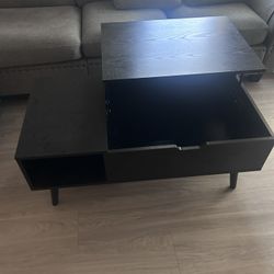 Modern Black Coffee Table with Storage 
