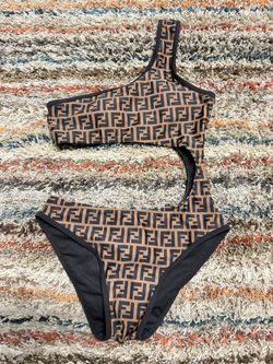 FENDI Logo Brown Swimsuit One Piece Size M