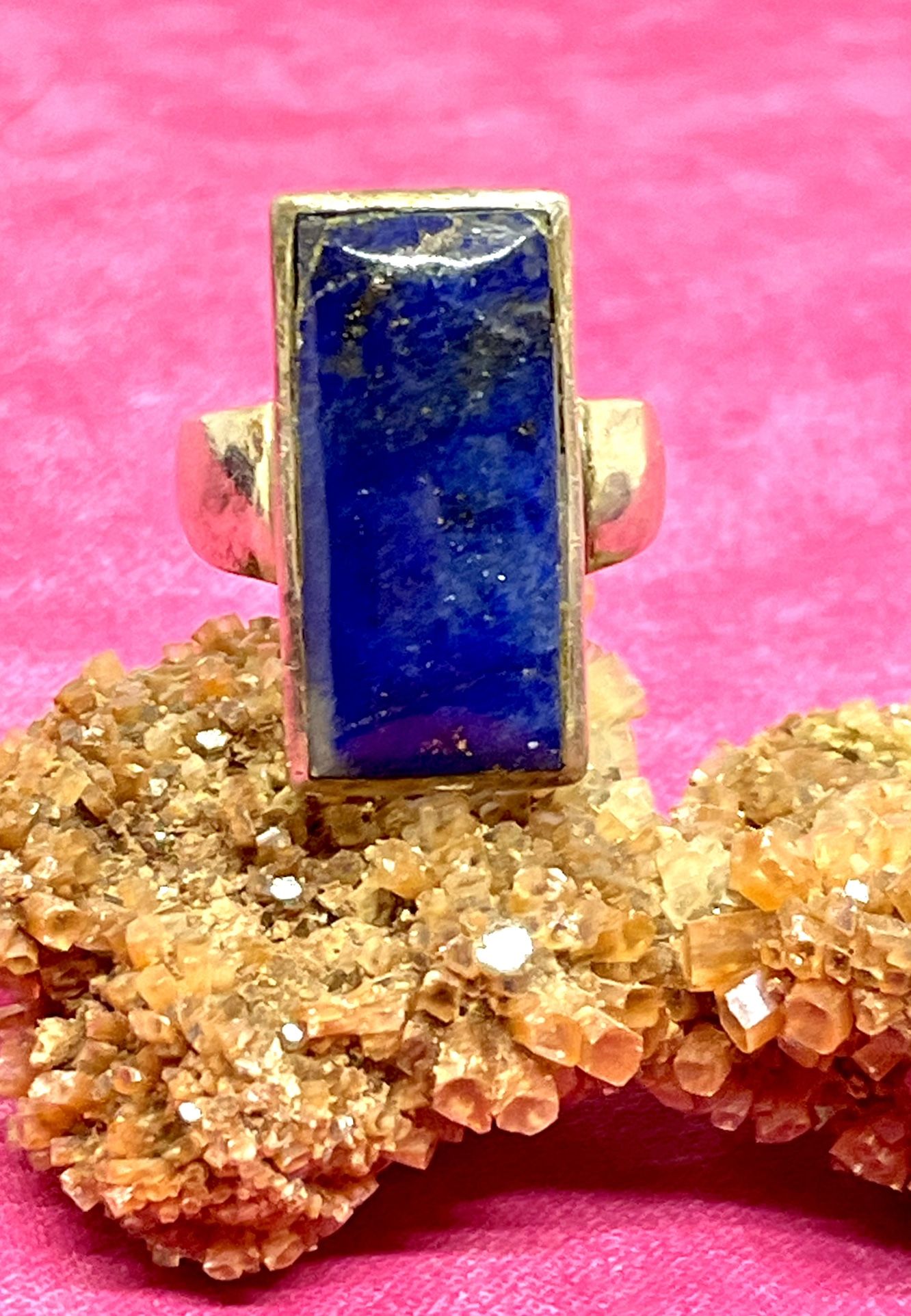Sterling Lapis Ring Sz 7