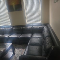4 Seater By 3 Seater Leather Couch For Sale