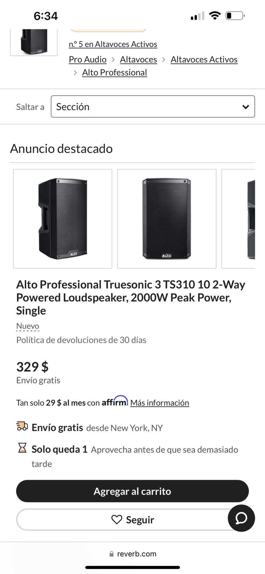 Alto Profesional Truesonic 3 St(contact info removed)- Watts 10” 2way 200$ For Each