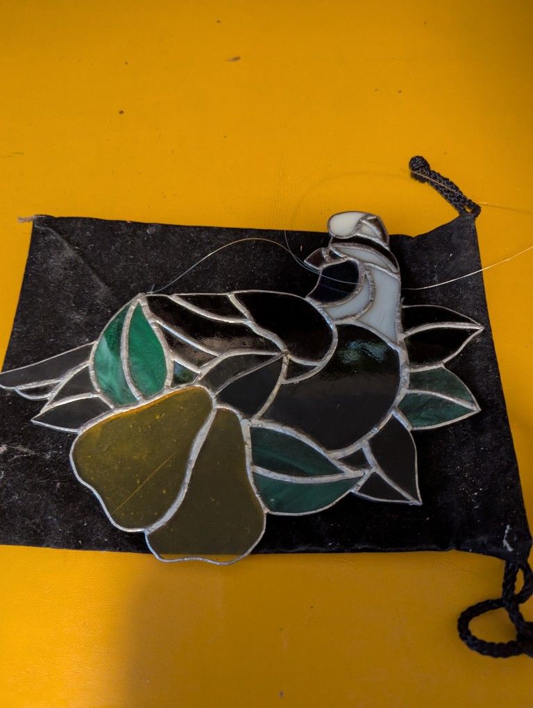 Antique Stained Glass Partridge In A Pear Tree