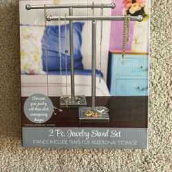 Two Piece Jewelry Silver Jewelry Stand 