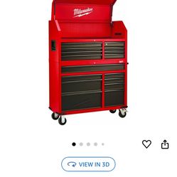 Milwaukee 46 in. 16-Drawer Steel Tool Chest and Rolling Cabinet Set, Textured Red and Black Matte