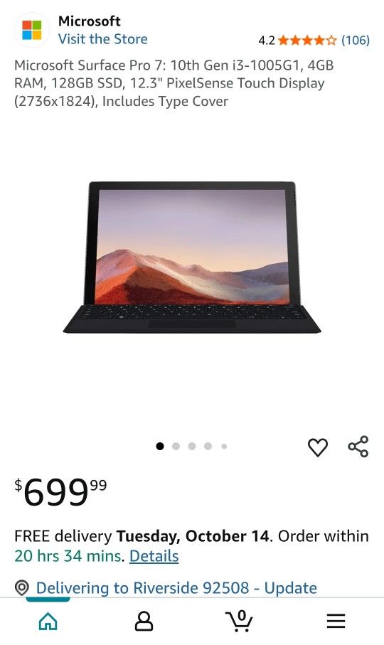 Microsoft Surface Pro 7: 10th Gen i3