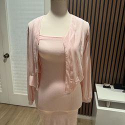 Pink Set ( Dress + Cardigan) ( Size S)