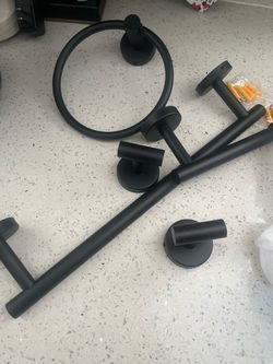 Black new bathroom essentials.