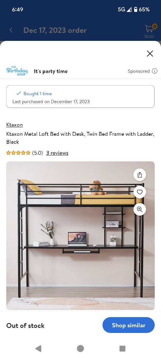 Twin Metal Loft Bed/Desk