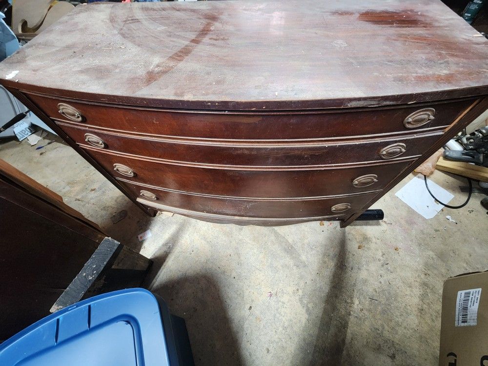 Vintage Bowfront Dresser 4 Drawer Mcm