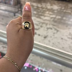 Hoeseshoe with horse on black stone