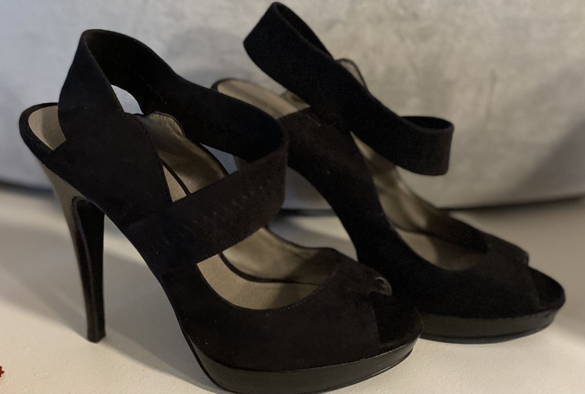 Levity Black Suede Platform Heels Size 7
