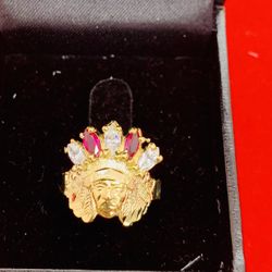 10k Gold Chief Ring Pink And White CZ