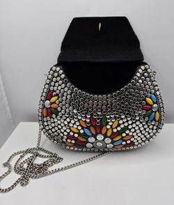 Artisal Nepal Studded Metal Sun Mosaic Hard Case Bag 