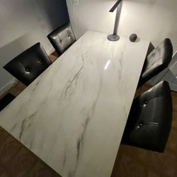 White Marble Top With Blackwood Kitchen Table