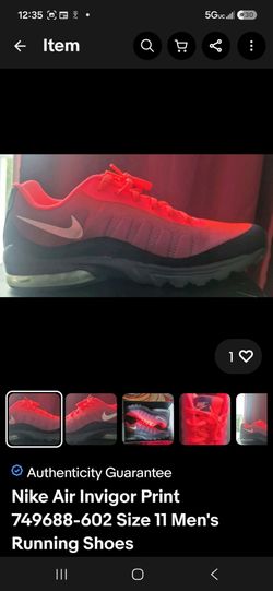 Nike Air Invigor Print 749688-602 Size 11 Men's Running Shoes