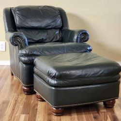 Vintage Drexel Heritage Leather Chair and Ottoman 