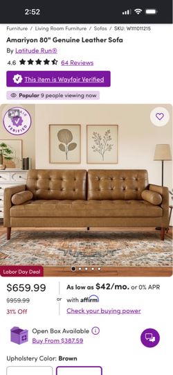 Amariyon 80" Genuine Leather Sofa