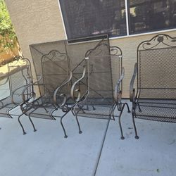 Wroght Iron Table And 4 High back Chairs