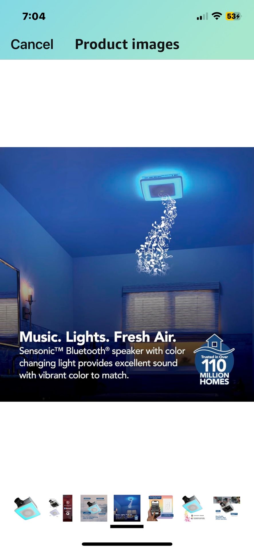 ChromaComfort Exhaust Fan w/ Bluetooth Speaker & LED Light – New in Box