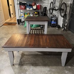 Matching Solid Cedar Bar Cart + Table Set