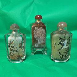 3 Beautiful Crystal Reverse Painting Bottle 
