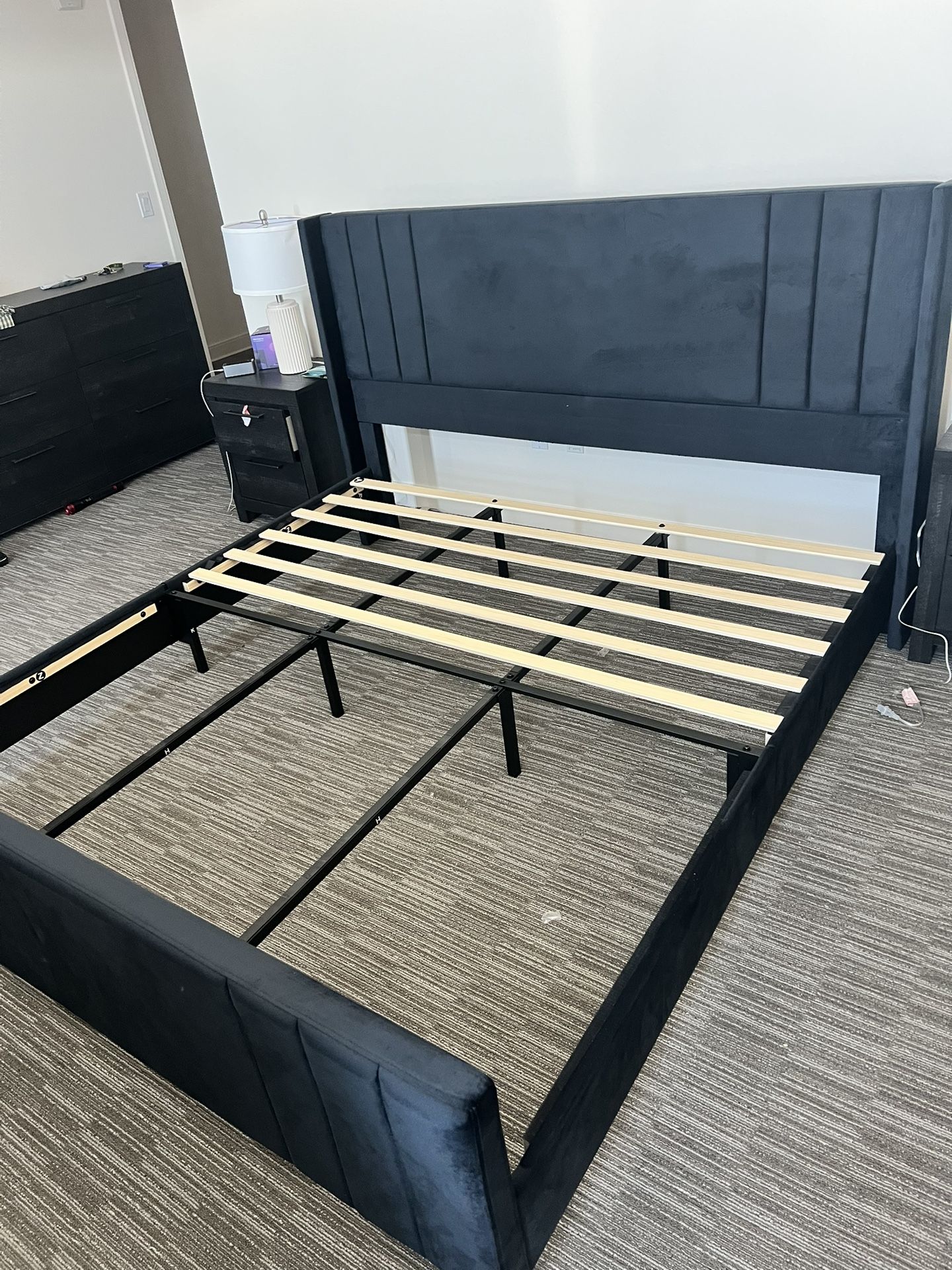 Black Velvet King Bed Frame
