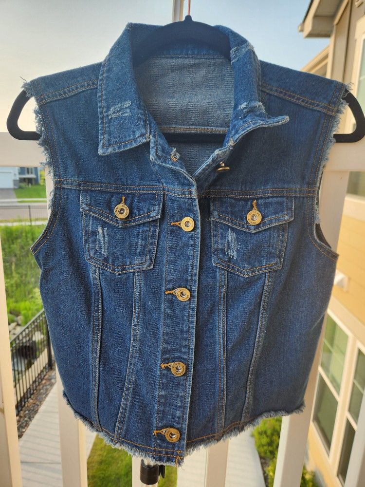 Anna-Kaci Medium Denim Tank Jean Jacket