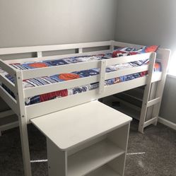 Twin Loft Bed With Desk And Bookshelves 