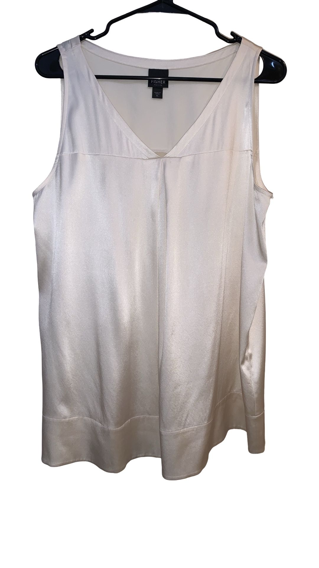 Eileen Fisher Silk Georgette Crepe Pleated Tank Top Size Petite Large