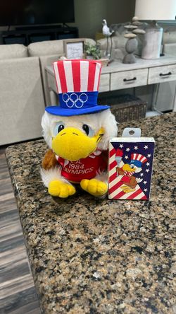 Vintage Olympic 1984 Sam the Eagle Cards & Stuffed Animal