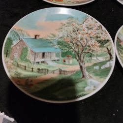 Vintage Currier And Ives Winter, Summer, Autumn, Spring Season Collection Decorative Plates