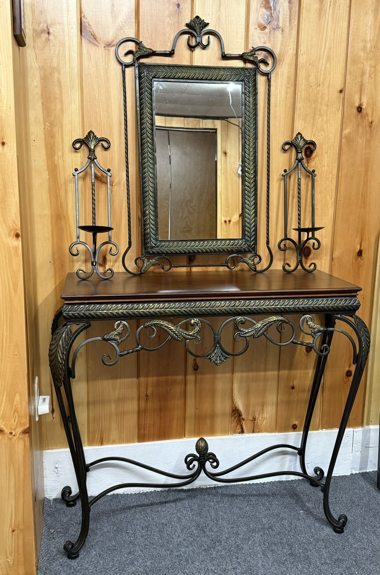 Accent Table With Mirror And Wall Sconces