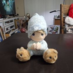 Collectible Precious Moments Talking Little Boy In Slippers Squeeze Him And He Prays" Now I Lay Me Down To Sleep " Works Great 9"
