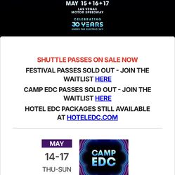 EDC Las Vegas  GA  2026 30th Year Anniversary