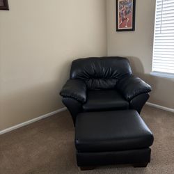 Faux Leather Chair and Matching Ottoman